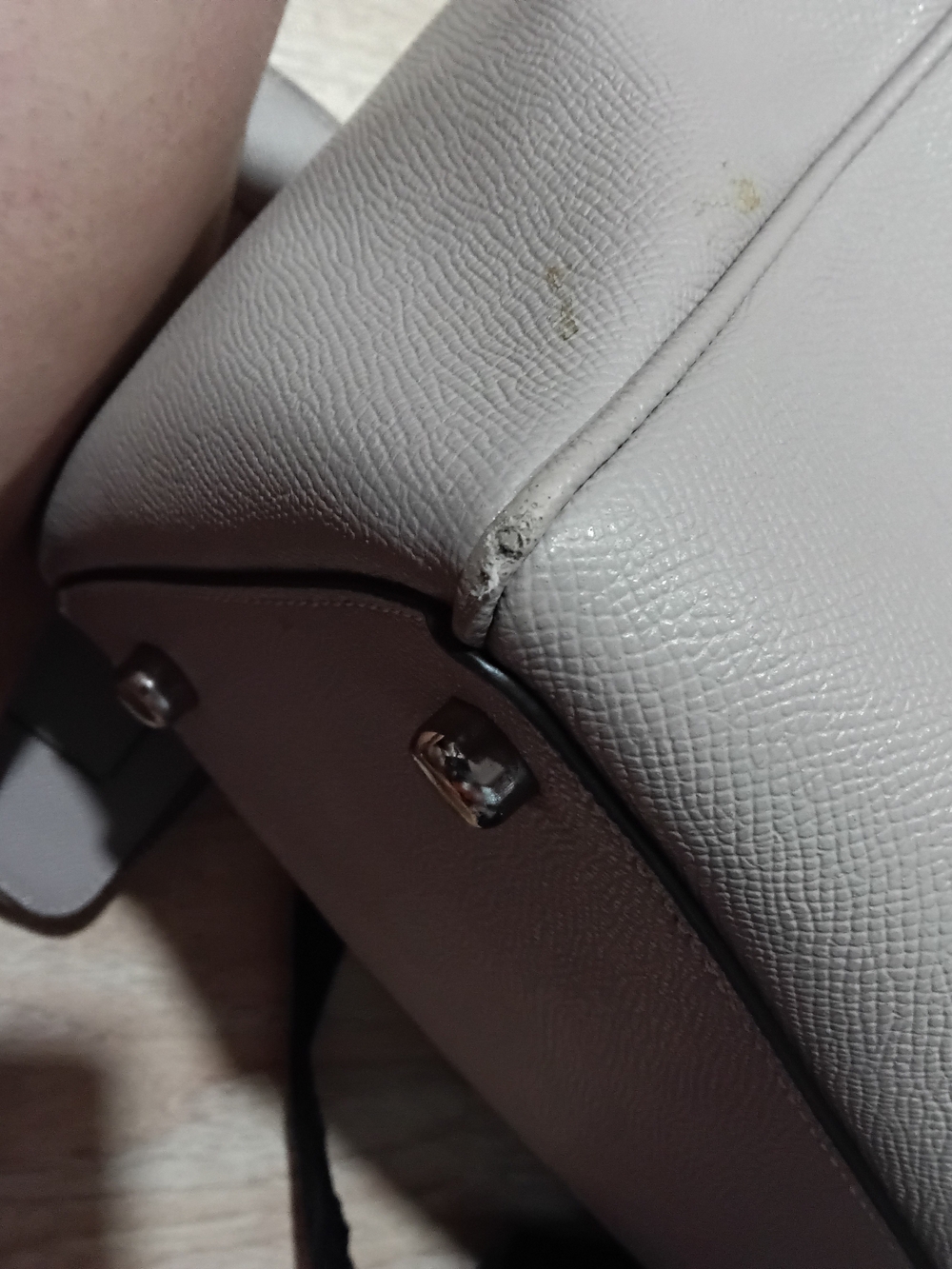 Coach Taupe Cream Pebbled Leather Satchel with Wallet - Picture 7 of 16